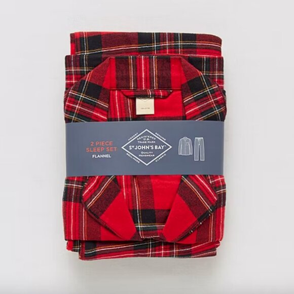 St. John's Bay Mens Flannel Long Sleeve 2-pc. Pajama Sets, Sz XXL 925405 - Picture 2 of 4